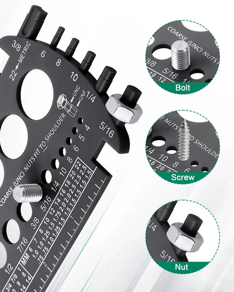 Bolt Gauge For Metric And SAE Quick Sizing Of Nuts And Bolts Plastic Bolt Measuring Tool With An Easy To Read Bolt Size And Thread Gauge