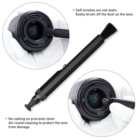 Double Ended Lens Cleaning Pen With Carbon Head And Soft Brush cleaning camera lens with soft bristles