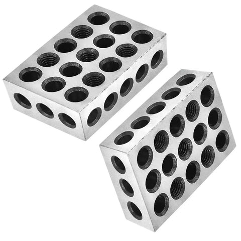 Pro Grade High Precision 1 X 2 X 3 Inch Parallel Block Set with 23 Holes for Milling Machines, Hardened Tool Steel, Squareness 0.0002 Inch