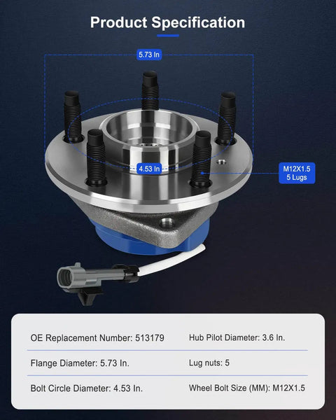 Front Wheel Hub And Bearing Assembly 513179 Direct Fit OE Quality For GM Front Wheel Drive Vehicles with dimensions