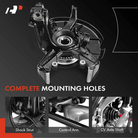 Front Right Steering Knuckle And Wheel Bearing Hub Assembly For Volkswagen Beetle Golf And Jetta Passenger Side Fits 1998 To 2010 Models Plug And Play 280 Millimeter Rotor Ready, showing complete mounting holes with CV axle shaft view.