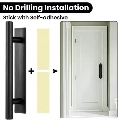 30 Pcs Self-Stick Cabinet Drawer Handles Pulls Black Peel And Stick Plastic Adhesive Door Handles on White Door