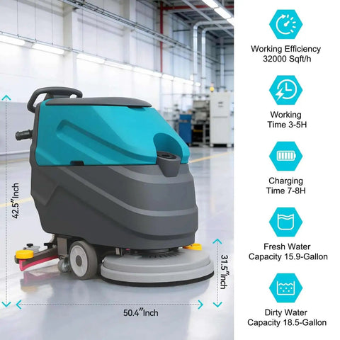 Powerful Walk Behind Floor Scrubber Polisher Dryer That Dries Floors Fast, 22 Inch Cleaning Width and 31.5 Inch Suction in warehouse