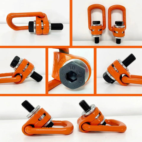 Collage of 2 Pcs Eye Bolt M12 X18 Universal Swivel Hoist Rings 360 Degree Rotation Alloy Steel with Metric Threads and 1 Ton Max Load