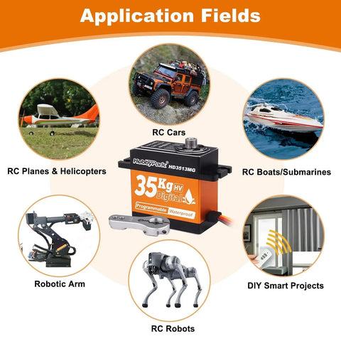 HobbyPark 35Kg waterproof digital servo motor with orange aluminum shell