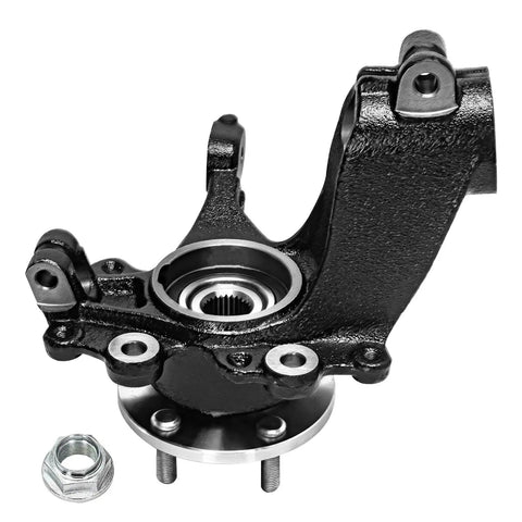 2.0L Front Steering Knuckles Kit for 2012-2018 Ford Focus, Driver Side Knuckle With Wheel Hub Bearings Assembly, Cast Iron, 2-Piece