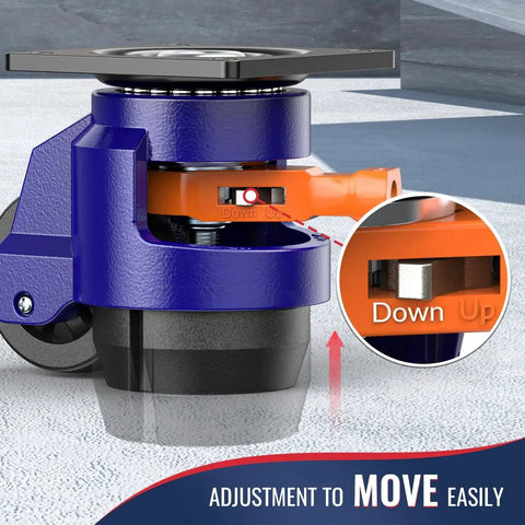 Close-up of Heavy Duty Leveling Casters Set Of 4 With Ratchet Handle For Quick Height Adjustment, showing adjustment mechanism.