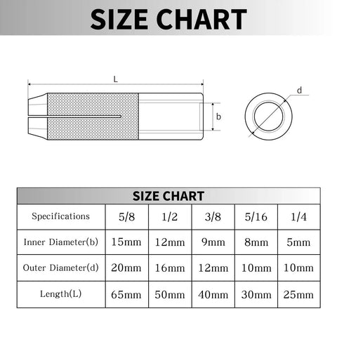Size chart for Drop In Concrete Anchors 50 Pack 5/16-18 Zinc Plated Internal Forced Expansion Bolts, showing dimensions.