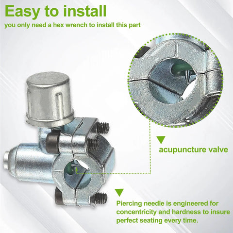 EPLZON BPV-31 refrigerator piercing valve kit; metal valve for 1/4", 5/16", 3/8" sleeves, pack of 2