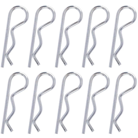 10 Pack R Clips 5 32nd Inch Zinc Plated Spring Steel Hair Pin Clips Cotter Pins for farm equipment and trailers