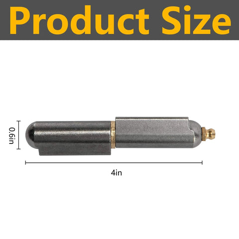 Six Pack 4 Inch Bullet Weld On Hinges Set Heavy Duty Weldable Barrel Hinges Carbon Steel dimensions 4 inch length and 0.9 inch diameter
