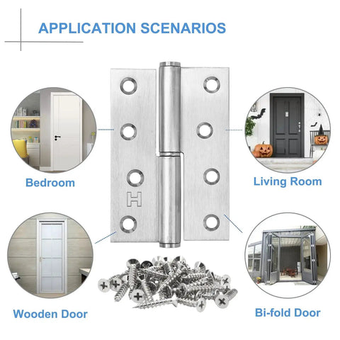 6 Pack Lift Off Door Hinges 4 Inch Heavy Duty Stainless Steel Detachable Right Hand Hinges Rust Resistant Indoor Outdoor Use