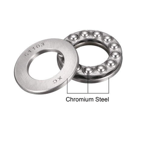 uxcell 51103 miniature thrust ball bearing with washer, chrome steel, 17x30x9 mm, set of 10