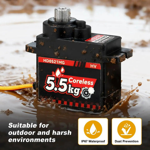 5.5Kg Waterproof High Torque Digital Micro Servo Coreless Motor for 1/24 RC Crawlers in muddy environment