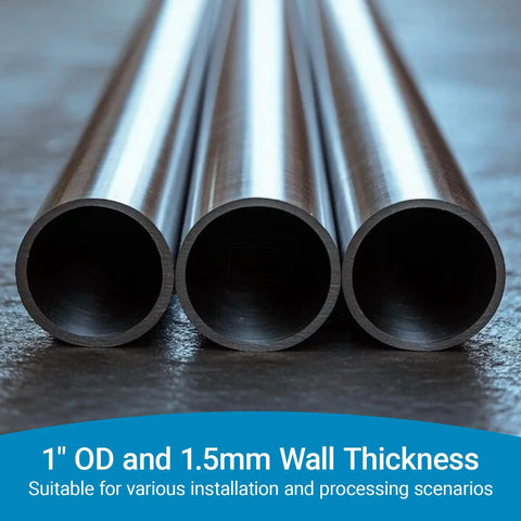 Three 1 in OD 304 stainless steel tubes, 20 in long, 1.5 mm wall thickness