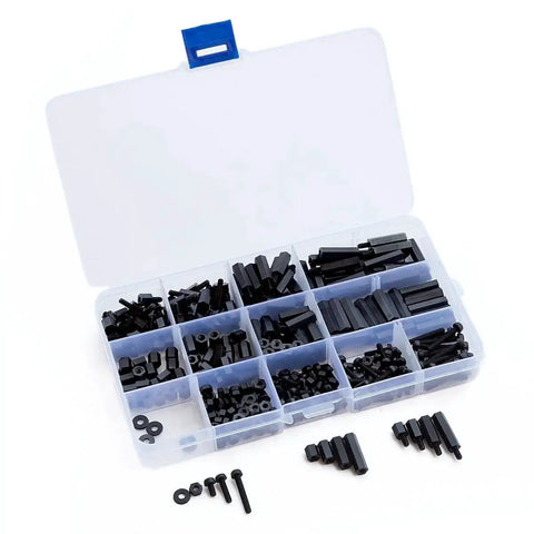 320Pcs M3 Nylon Hex Spacer Standoff Kit With Male And Female Threaded Pillars, Nuts, Screws For PCBs And Motherboards, Black