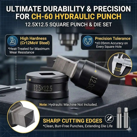 Heavy Duty Hydraulic Punch Die Set For Square Hole 8.5x8.5mm, High Carbon Steel Punch And Die Mold, replacement part CH-60