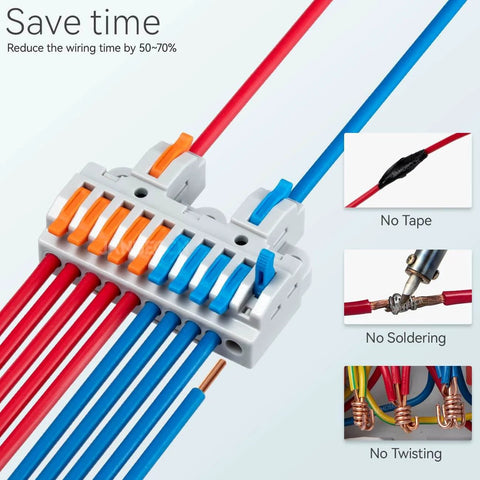Six Piece DIN Rail Terminal Blocks Set For Inline Circuit Wiring 28 12 AWG DIY Plug And Play Splice Connectors 2 In 10 Out