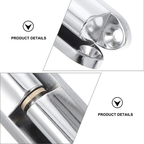 Close-up view of 2 Pack Zinc Alloy Door Hinges for Internal Doors Moisture Resistant and Rust Proof Beefy Heavy Duty Screw On Hinges.