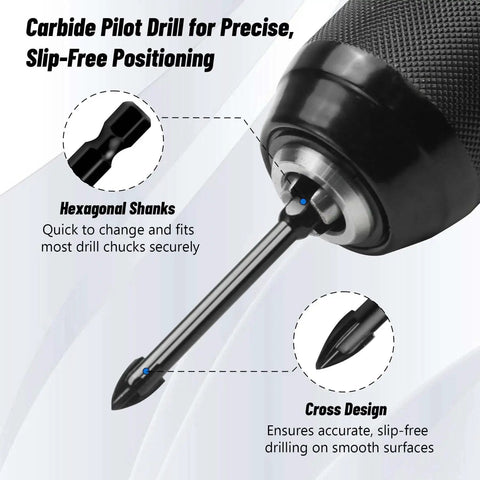 Diamond Drill Bit Set For Glass Tile And Stone Sixteen Piece With Nine Sixteenth And Five Eighth Inch Wide Pro Diamond Bits Dry Drilling Wax Core One Quarter Inch Hex Shank Includes Two Pilot Bits For Accurate Start On Ceramic Porcelain Marble Granite