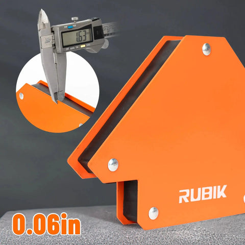 Close-up of orange multi-angle arrow-shaped Heavy Duty Welding Magnets Set With 25 Lb Holding Power For Precise Alignment.