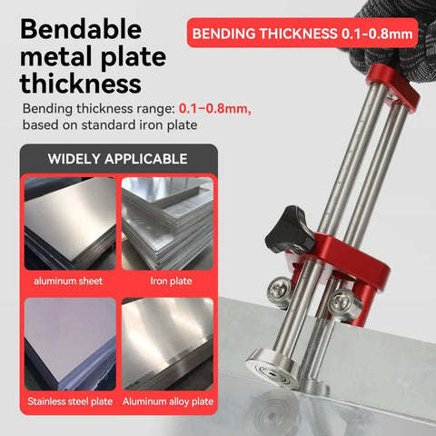 Sheet Metal Roller 1 Station Metal Bender For Roofing And Fabrication showing bendable 0.1-0.8 mm thickness range on iron plate.