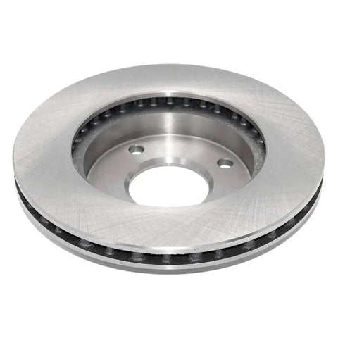 Front view of Front Vented Disc Brake Rotor With Forged Flange For Precise Fit, ABS Signaling, Water And Debris Protection.