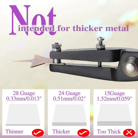 1.5mm Round Hole Punch Pliers For Soft Sheet Metal demonstrating metal thickness limits