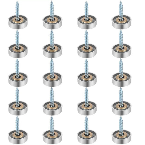 20 Pieces Stainless Steel Screw Cover Caps 0.63 Inch Diameter 16mm Mirror Finish Decorative Screws With Caps Silver Chrome