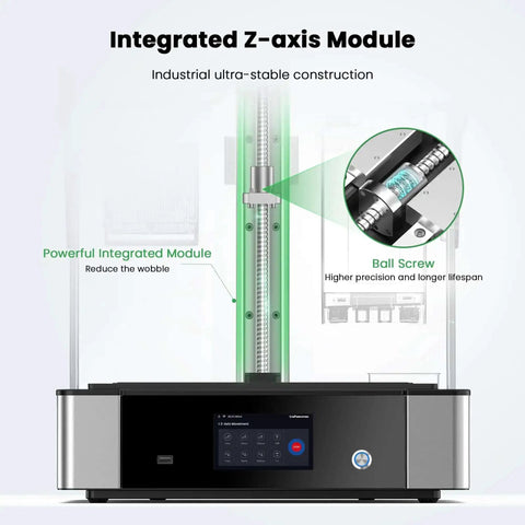 Front view of GK3 Ultra 13.5 Inch Resin 3D Printer With 16K LCD High Resolution And Beefy Build Volume showing Z-axis module
