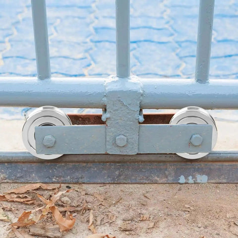 Installed 4 Inch V-Groove Gate Wheel Made Of Solid Steel With Dual Sealed Bearings, Heavy Duty Industrial Sliding Wheel For Inverted V Track Gates Up To 3000 Lbs
