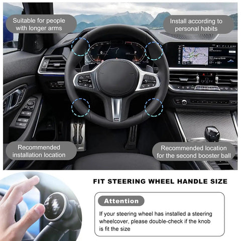 Durable Steering Wheel Spinner Knob For Easy One-Hand Driving, 360 Degree Rotation With Metal Bearing, installed on car wheel