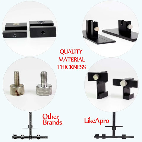 Components of Basic Black Aluminum Alloy Cabinet Hardware Jig For Effortless Handles Pulls Knobs And Hinge Installations Hand Calibrated