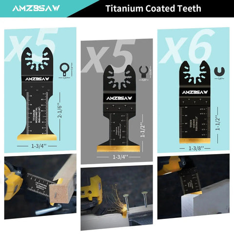 Titanium Oscillating Saw Blades 16 Piece Kit For Multitool Metal Wood Plastic Cutting High Hardness Titanium Coated Blades
