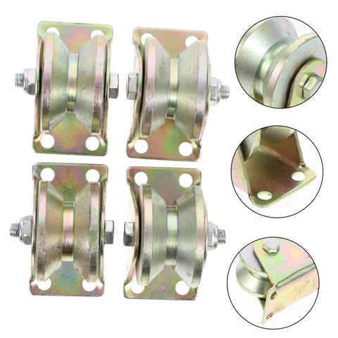 Beefed-Up Heavy Duty V Groove Sliding Gate Wheel Set 4 Pack Steel Track Casters in olive green for doors and furniture