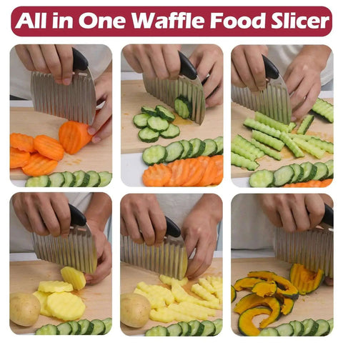 Large Crinkle Cutter For French Fries And Veggies, Stainless Steel Wavy Slicer With Handle cutting assorted vegetables