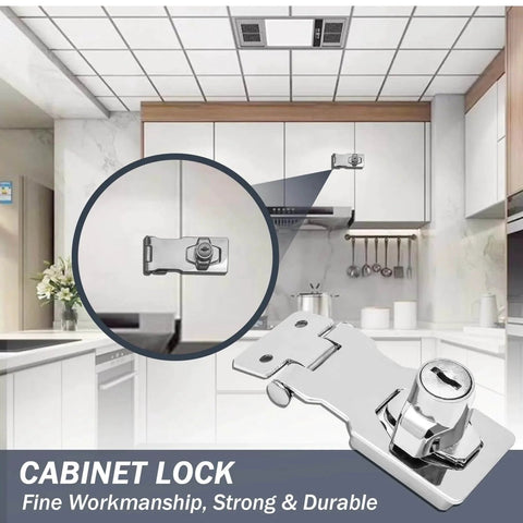 2 Pack Keyed Hasp Locks 2.5 Inch Twist Knob Locking Hasp for small doors and cabinets installed in kitchen