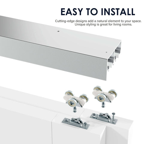 72 Inch Bypass Sliding Door Hardware Kit For Closet Doors With Double Track Smooth And Quiet No Fuss Setup Aluminum Silver Finish