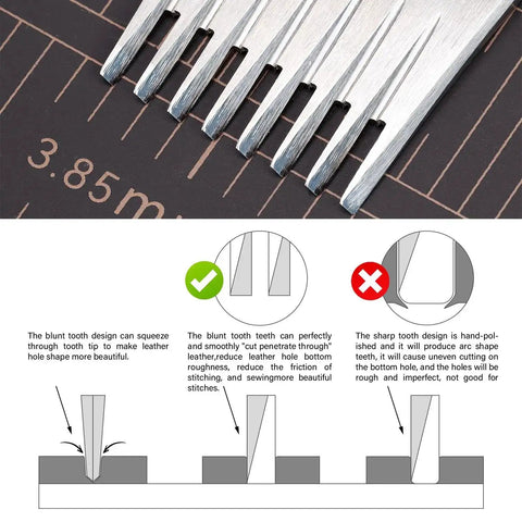 Close-up of Leather Chisel And Pricking Iron Set Pro Grade Die Steel Puncher for precise hole making