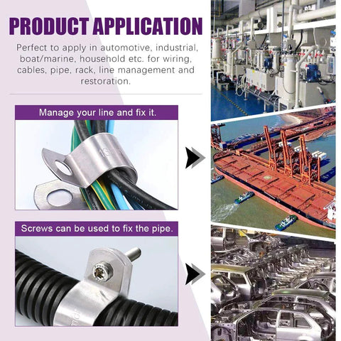 Product applications of 50Pcs 304 Stainless Steel Cable Clamps Assortment Kit Without Rubber Cushioned Clamps for industrial use