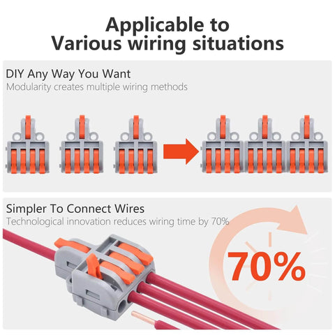 10 Pack Lever Wire Connectors For Quick DIY Wiring, 1 Inch 4 Output Terminal Block, wiring installation demonstration