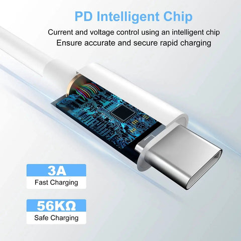 Apple USB C To USB C Cable 2 Pack 10ft Fast Charge 60W For iPhone 16 17 Pro showing internal PD intelligent chip