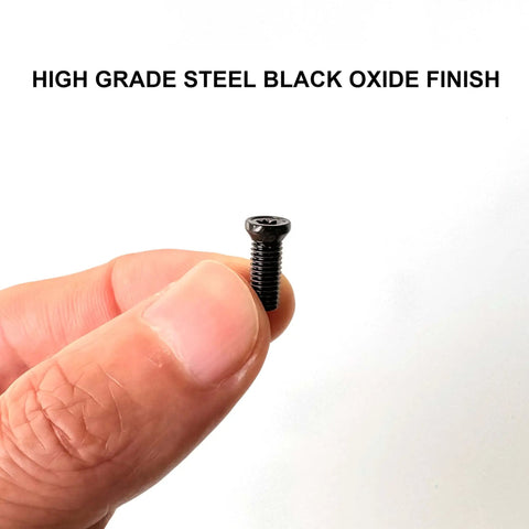 Close-up of a single screw from the Torx Oval Head Screw Set For Precision Tools And Mounts, black oxide finish visible.