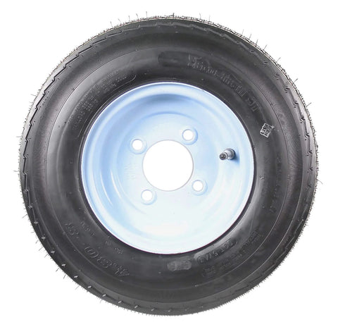 Two Pack Trailer Tire On Rim Set 4.80 8 480 8 4.80 X 8 White Wheel With 16.5 Inch Overall Diameter Load B Four Lug On 2.83 Inch Center Bore