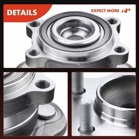 Close-up of 2 Pack Rear Wheel Bearing And Hub Assembly For Nissan And Infiniti FWD Models Compatible With Altima Pathfinder Maxima Murano QX60 JX35 Five Lug Design For A Secure Fit And Smooth Quieter Ride Drop In.