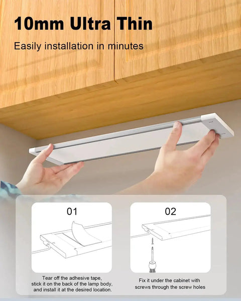 Under Cabinet LED Lighting Kit With 5 Color Temperatures Mesh App DIY Control 14W 920 Lumens ETL installation under cabinet