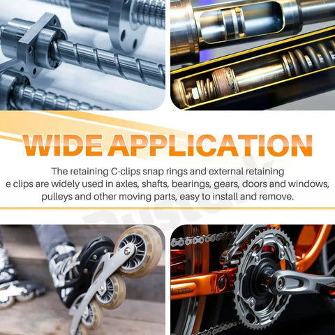 Wide application of 304 Stainless Steel E Clip And C Clip Retaining Rings Kit with Tweezers for machinery and DIY repairs.