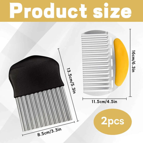 Two Pack Crinkle Cutter Set For Veggies And Waffle Fries, Sharp Stainless Steel Slicers with ergonomic handles shown with dimensions