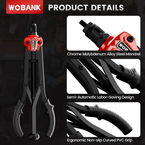 Rivet Nut Tool Kit With 16 Inch Heavy Duty Rivet Nut Tool 12 Mandrels Metric And SAE 230 Nuts Wrench Gloves Carrying Case