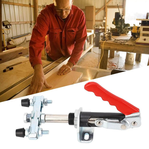 Beefy Pro Grade Heavy Duty Double Head Push Pull Toggle Clamp For Woodworking Jigs And Welding, Adjustable Clamp with red grip